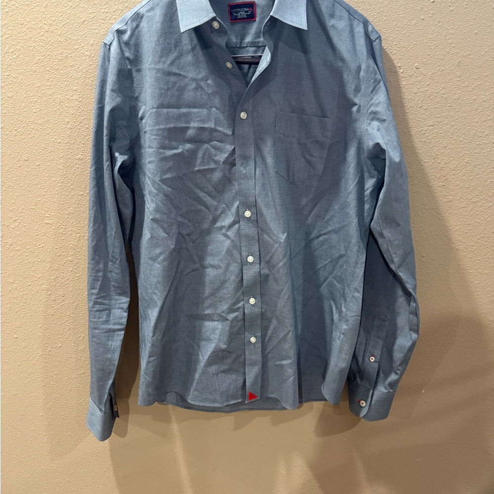 UNTUCKit Blue Casual Button Down Shirt with Traditional Collar